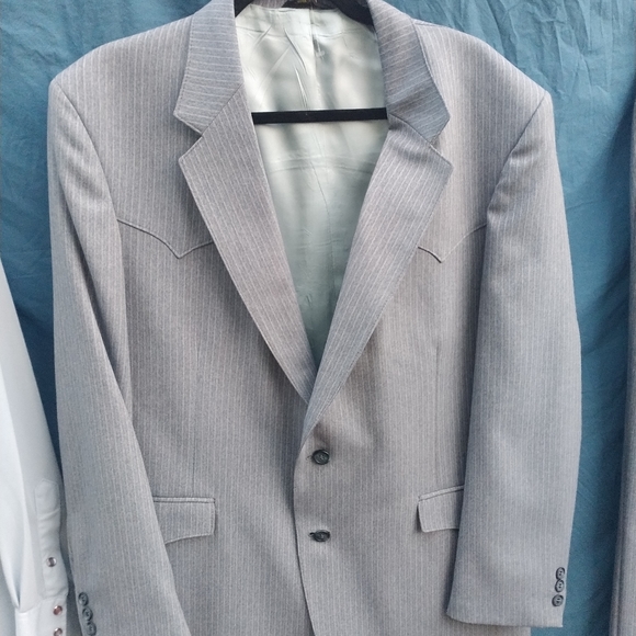 H Bar C Vintage 3piece Pinstripe Western Suit (Pearl Snap Shirt, Blazer, Slacks) - Picture 6 of 16